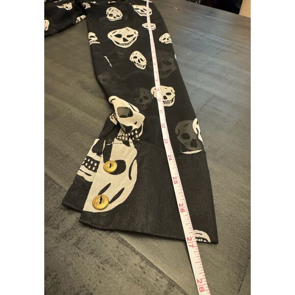 Mona B Sheer Skull Print Button Down Hi Lo Top- Sz M - Picture 8 of 10